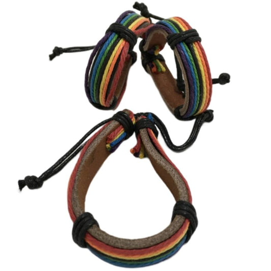 Pride Lgbt Flag Brown Leather Bracelet | Niks.fi verkkokauppa