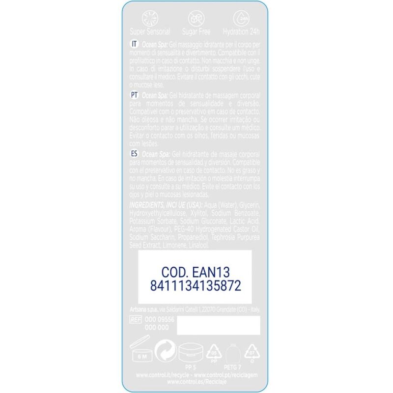 Control 2 En 1 Massage & Pleasure Mediterranean Sea 200 Ml | Niks.fi verkkokauppa