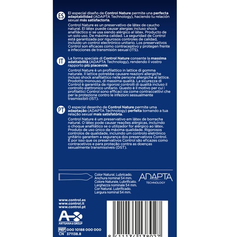Control Adapta Nature Condoms 6 Units | Niks.fi verkkokauppa
