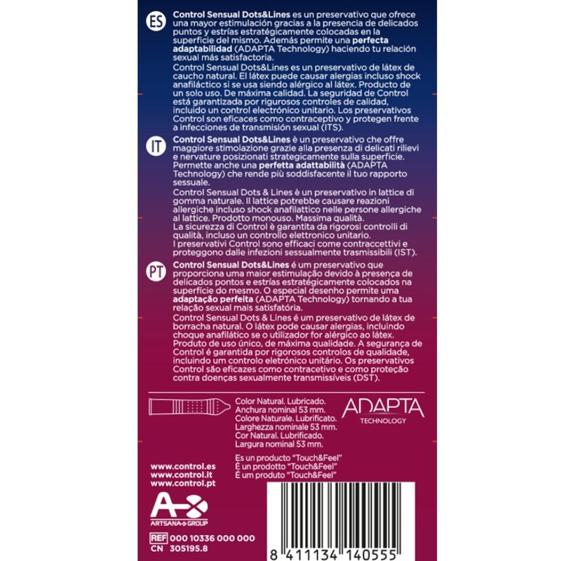 Control Sensual Dots & Lines Points And Stretch Marks 12 Units | Niks.fi verkkokauppa