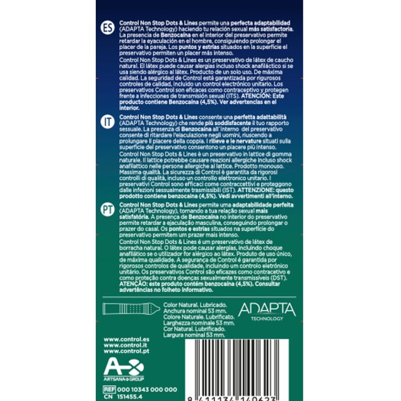 Control Nonstop Dots And Lines Condoms 12 Units | Niks.fi verkkokauppa
