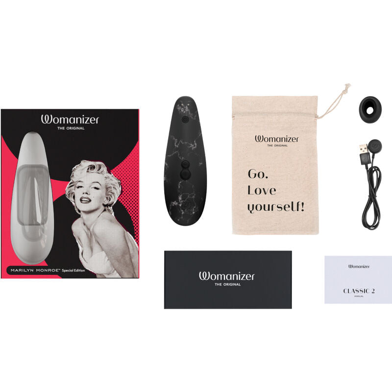 Womanizer Marilyn Monroe Classic 2 Clitoral Stimulator Black Marble | Niks.fi verkkokauppa