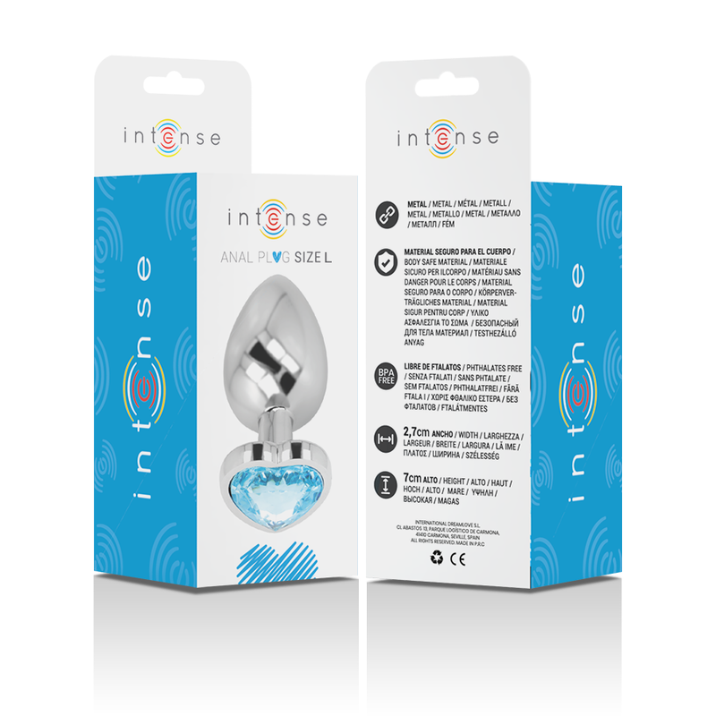 Intense Aluminum Metal Anal Plug Blue Heart Size L | Niks.fi verkkokauppa