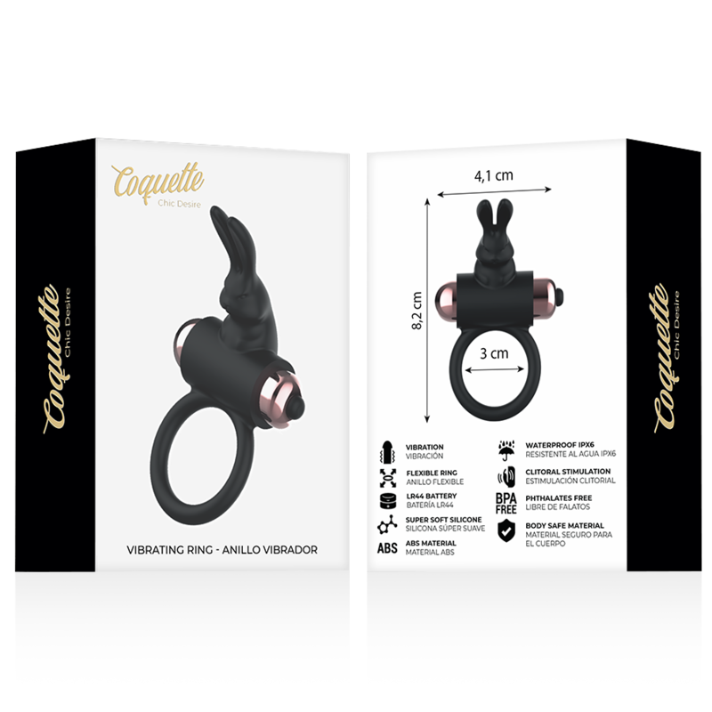 Coquette Toys Cock Ring With Vibrator Black/ Gold | Niks.fi verkkokauppa