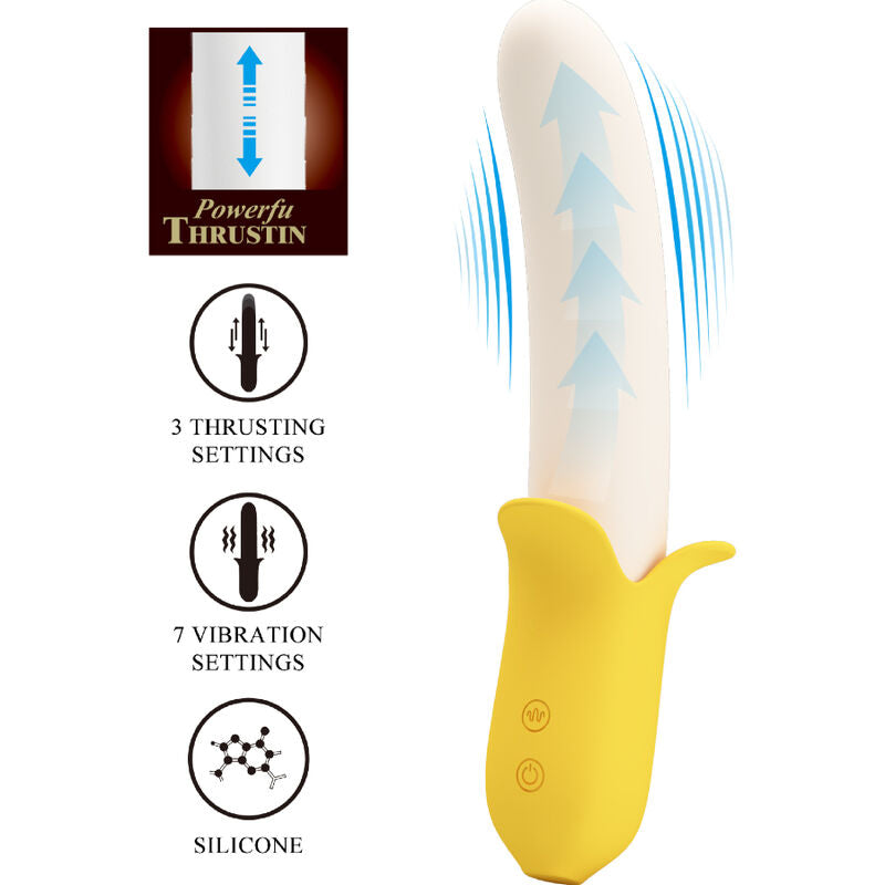 Pretty Love Banana Geek Super Power 7 Vibrations Up&Down Silicone Black | Niks.fi verkkokauppa