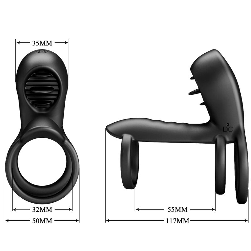 Pretty Love Jammy Penis Sheath 12 Vibrations With Rechargeable Silicone Tongue | Niks.fi verkkokauppa