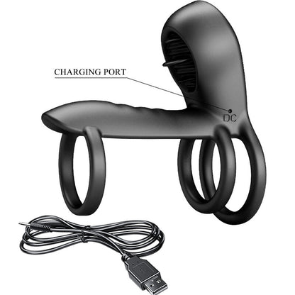 Pretty Love Jammy Penis Sheath 12 Vibrations With Rechargeable Silicone Tongue | Niks.fi verkkokauppa