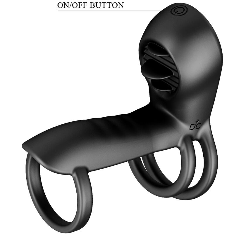 Pretty Love Jammy Penis Sheath 12 Vibrations With Rechargeable Silicone Tongue | Niks.fi verkkokauppa