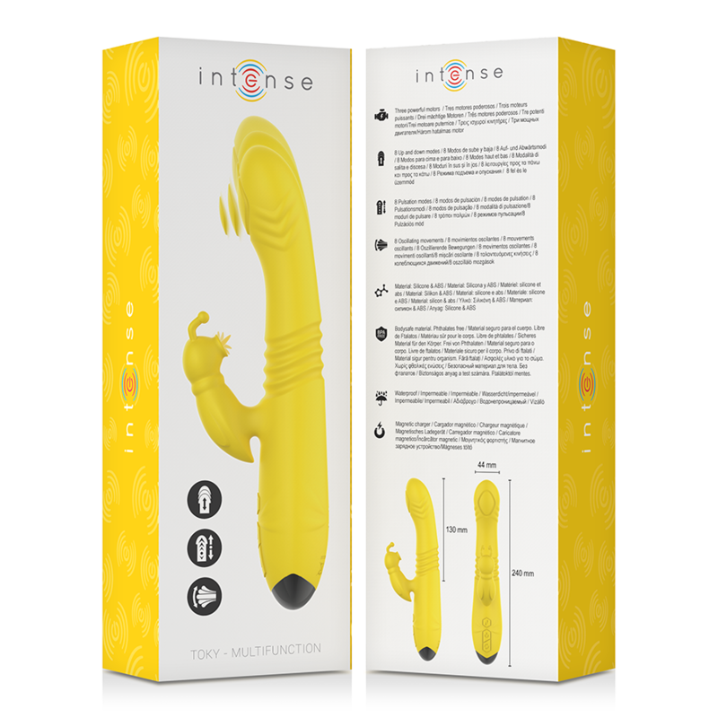 Intense Toky Multifunction Vibrator Up & Down With Clitoral Stimulator Yellow | Niks.fi verkkokauppa