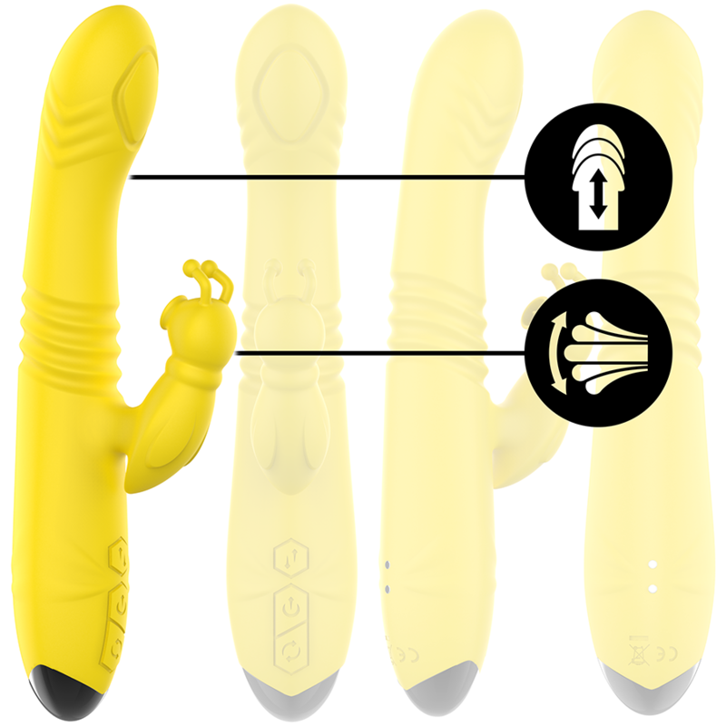 Intense Toky Multifunction Vibrator Up & Down With Clitoral Stimulator Yellow | Niks.fi verkkokauppa