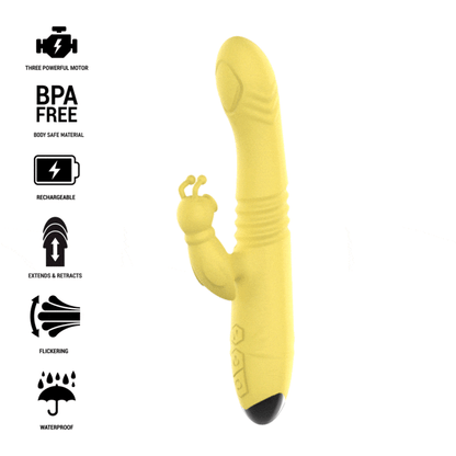 Intense Toky Multifunction Vibrator Up & Down With Clitoral Stimulator Yellow | Niks.fi verkkokauppa