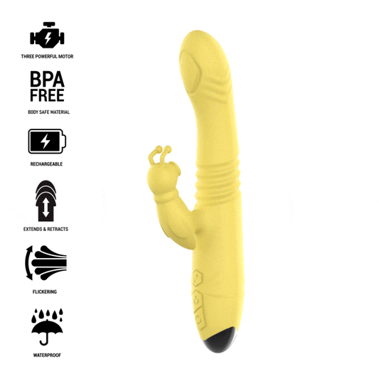 Intense Toky Multifunction Vibrator Up & Down With Clitoral Stimulator Yellow | Niks.fi verkkokauppa