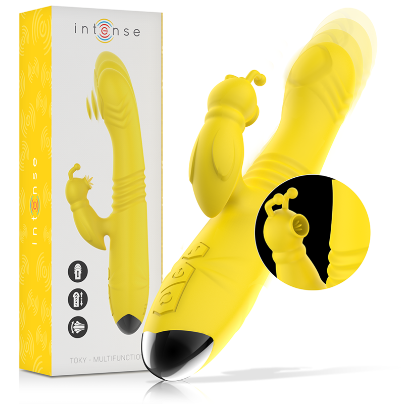 Intense Toky Multifunction Vibrator Up & Down With Clitoral Stimulator Yellow | Niks.fi verkkokauppa