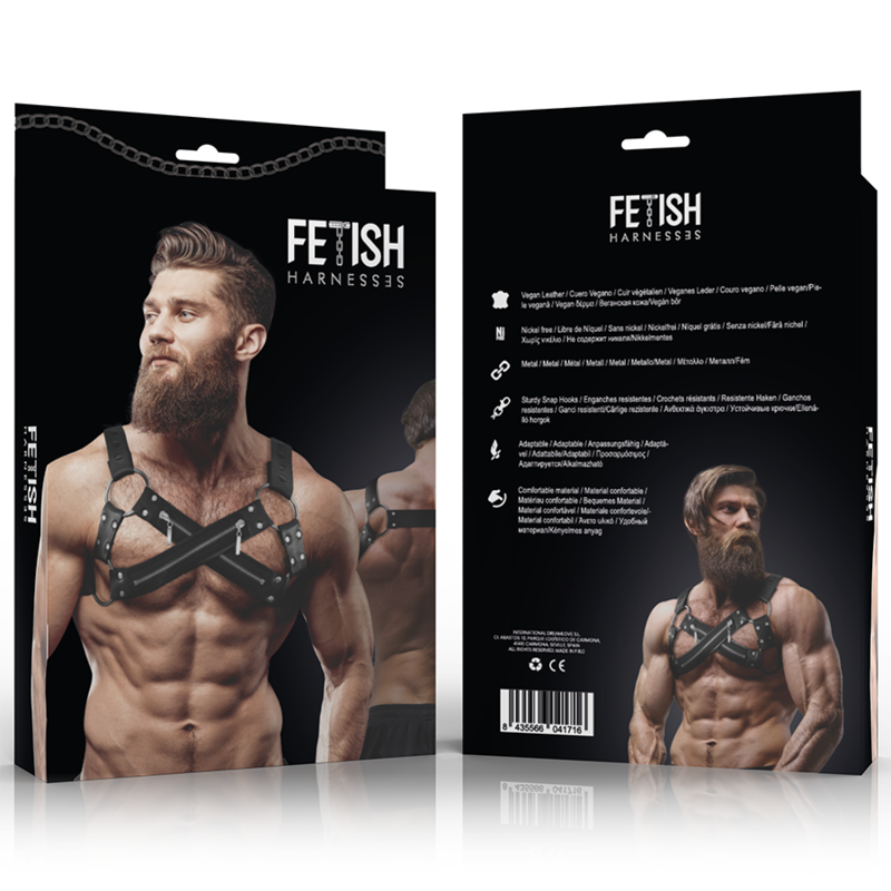 Fetish Submissive Attitude Adjustable Neoprene Cross-Over Chest Bulldog Harness With Zippers For Men | Niks.fi verkkokauppa