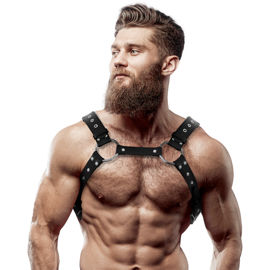 Fetish Submissive Attitude Men'S Eco-Leather Chest Harness With Studs | Niks.fi verkkokauppa