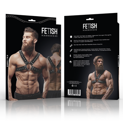 Fetish Submissive Attitude Men'S Cross-Over Eco-Leather Chest Harness With Studs | Niks.fi verkkokauppa