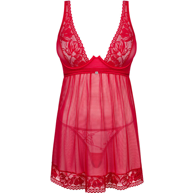 Obsessive Lacelove Babydoll & Thong Red Xs/S | Niks.fi verkkokauppa