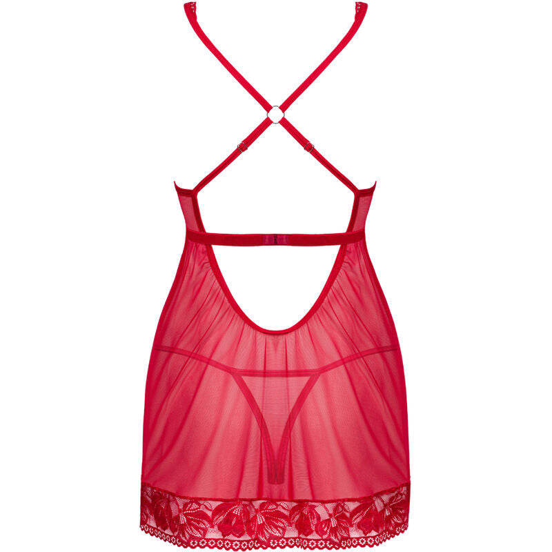 Obsessive Lacelove Babydoll & Thong Red M/L | Niks.fi verkkokauppa