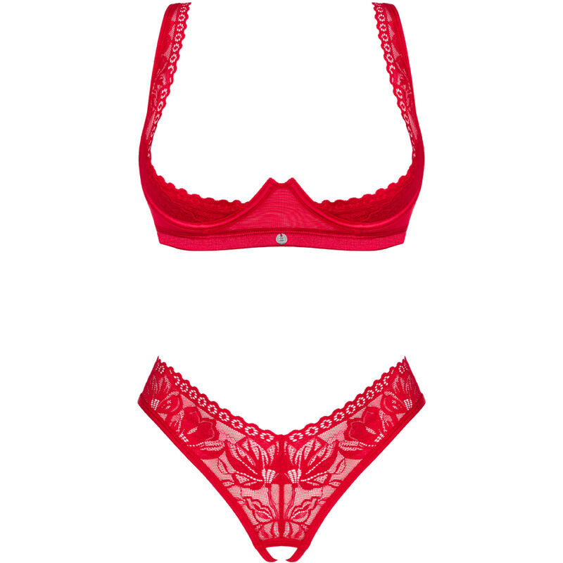 Obsessive Lacelove Set Two Pieces Cupless Red M/L | Niks.fi verkkokauppa