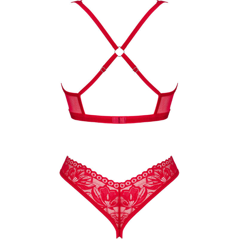 Obsessive Lacelove Set Two Pieces Cupless Red M/L | Niks.fi verkkokauppa