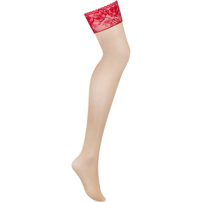 Obsessive Lacelove Stockings Red M/L | Niks.fi verkkokauppa