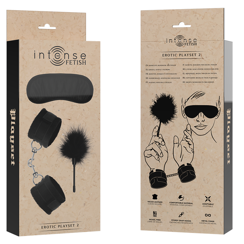 Intense Fetish Erotic Playset 2 With Handcuffs, Blind Mask And Tickler | Niks.fi verkkokauppa