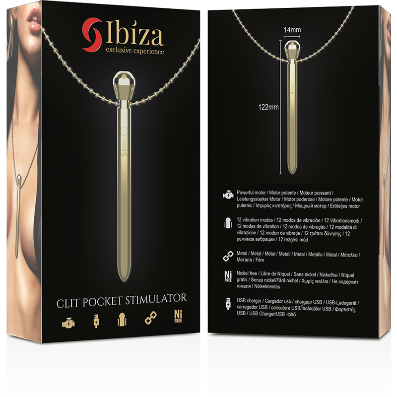 Ibiza Clit Pocket Stimulator Necklace Usb Charger 12 Vibration Modes Golden 12,2 X 1,5 | Niks.fi verkkokauppa