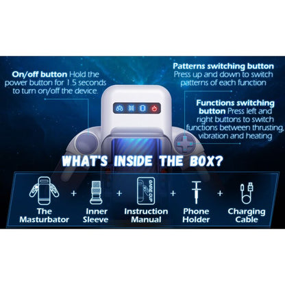 Game Cup Thrusting Vibration Masturbator With Heating Function And Mobile Support Black | Niks.fi verkkokauppa