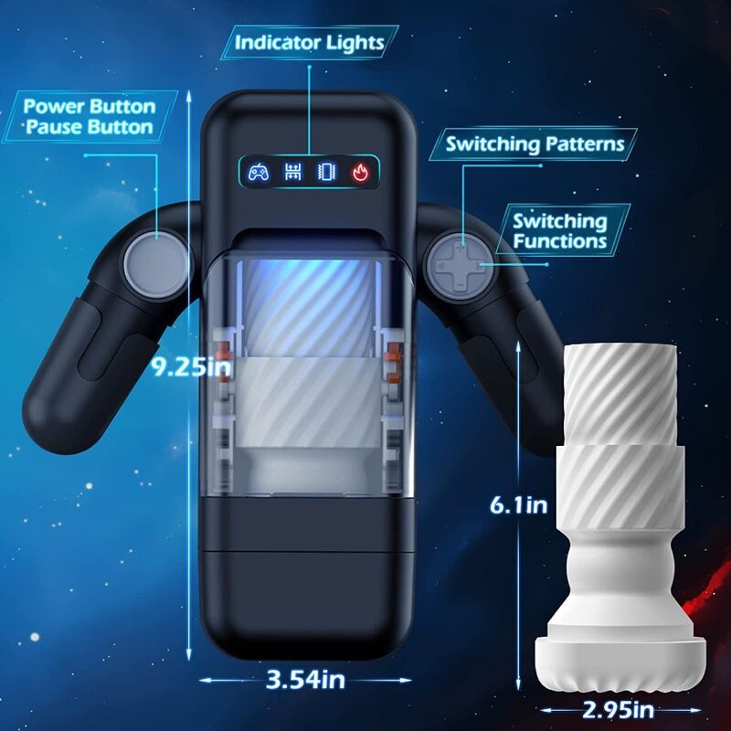 Game Cup Thrusting Vibration Masturbator With Heating Function And Mobile Support Black | Niks.fi verkkokauppa