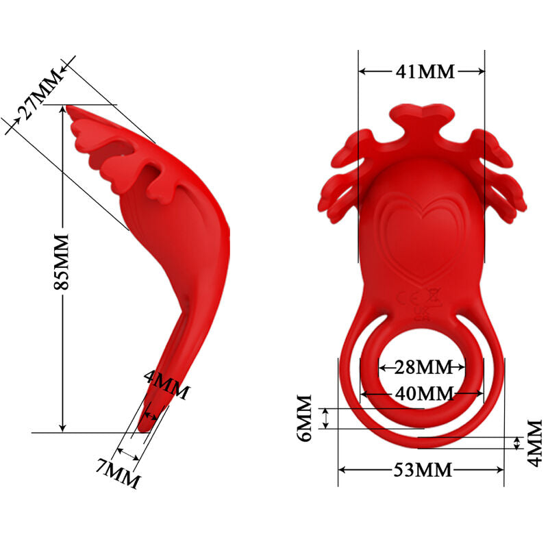 Pretty Love Ruben Vibrator Ring 7 Vibrations Silicone Red | Niks.fi verkkokauppa