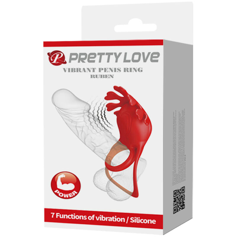 Pretty Love Ruben Vibrator Ring 7 Vibrations Silicone Red | Niks.fi verkkokauppa