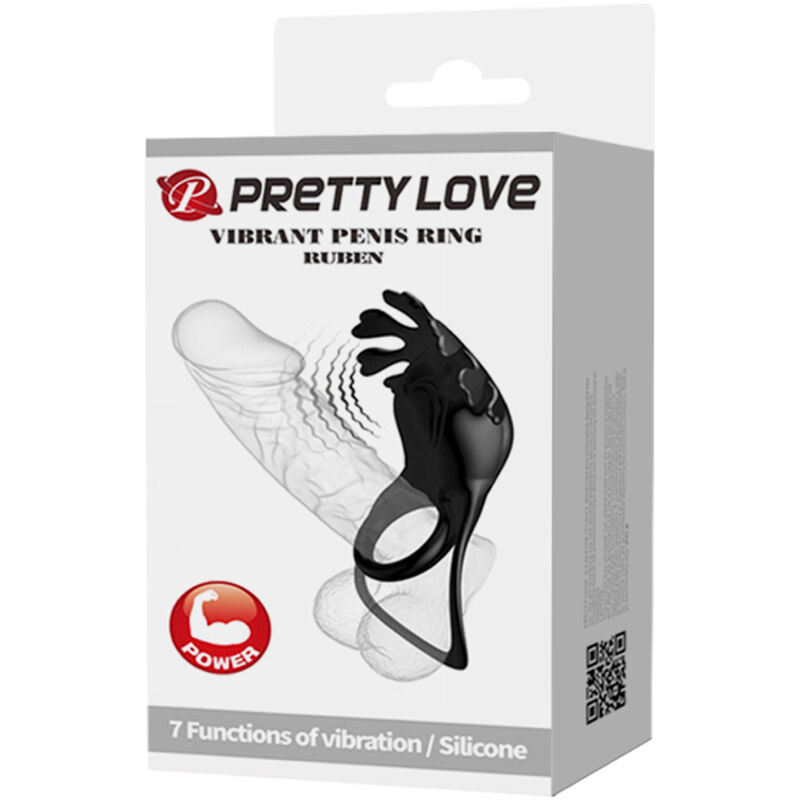Pretty Love Ruben Vibrator Ring 7 Vibrations Black Silicone | Niks.fi verkkokauppa