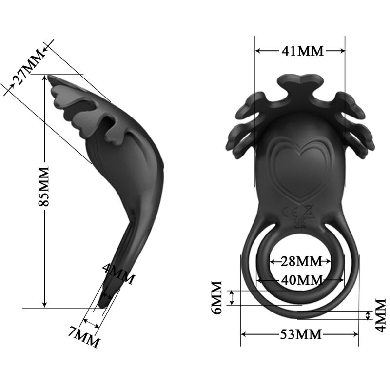Pretty Love Ruben Vibrator Ring 7 Vibrations Black Silicone | Niks.fi verkkokauppa
