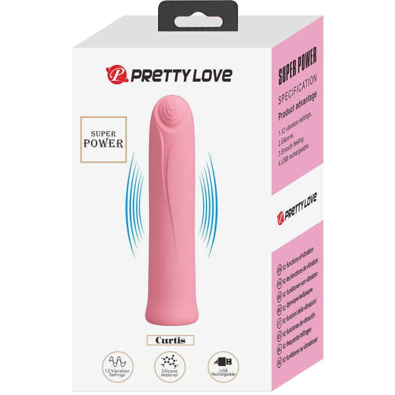 Pretty Love Curtis Mini Super Power Vibrator 12 Pink Silicone Vibrations | Niks.fi verkkokauppa