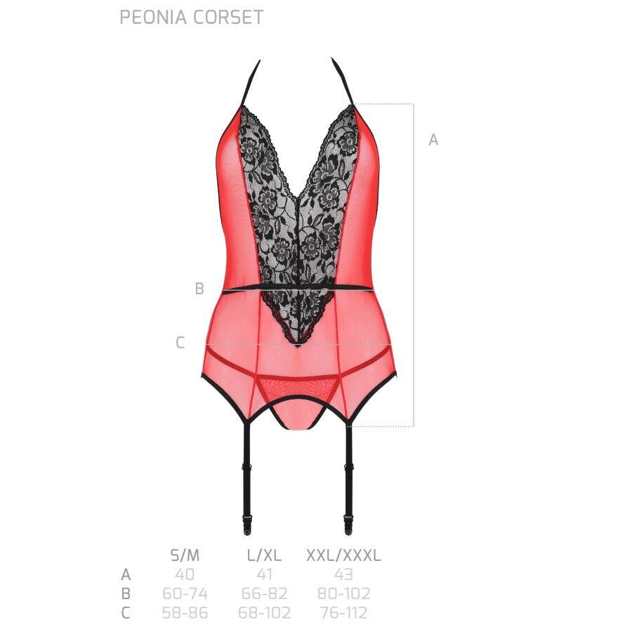 Passion Peonia Corset Erotic Line Red L/Xl | Niks.fi verkkokauppa