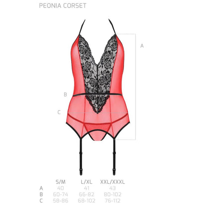 Passion Peonia Corset Erotic Line Red L/Xl | Niks.fi verkkokauppa