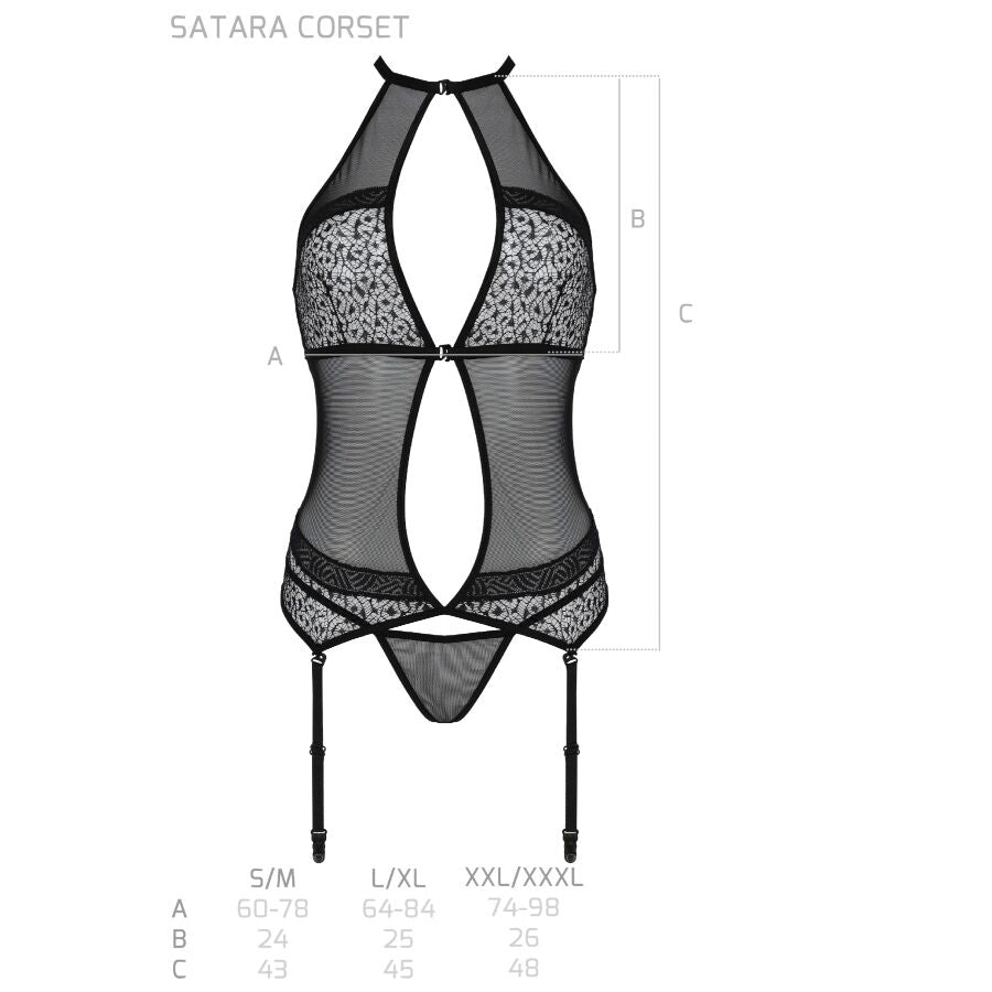 Passion Satara Corset Erotic Line Black L/Xl | Niks.fi verkkokauppa