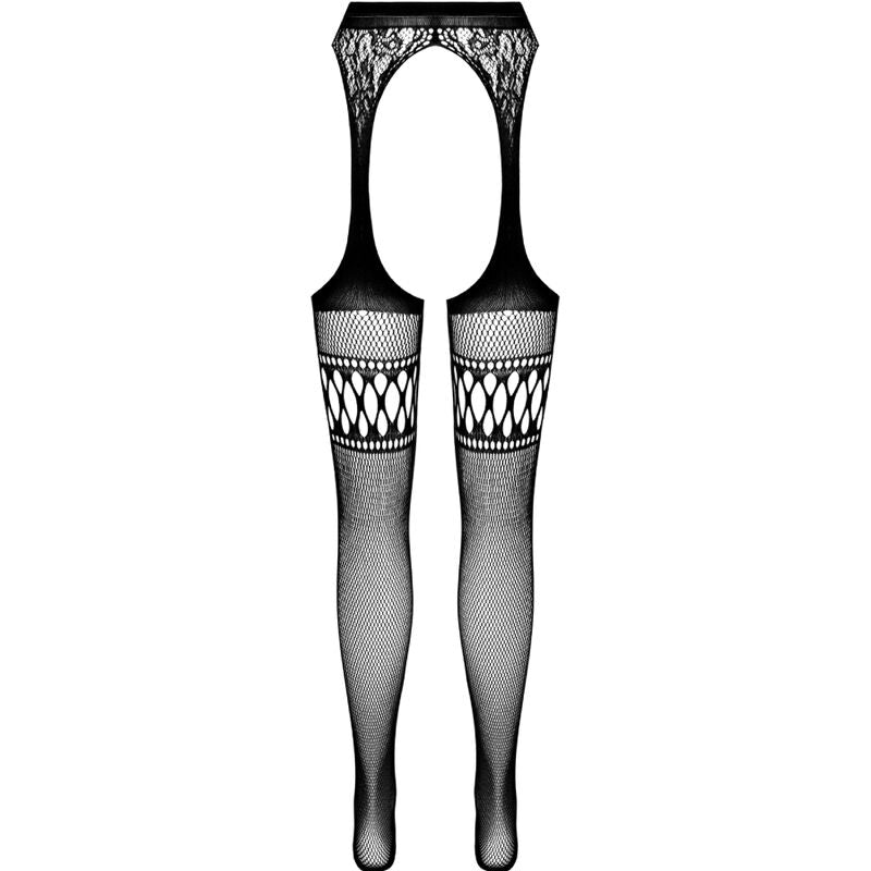 Passion S026 Black Tights With Garter One Size | Niks.fi verkkokauppa