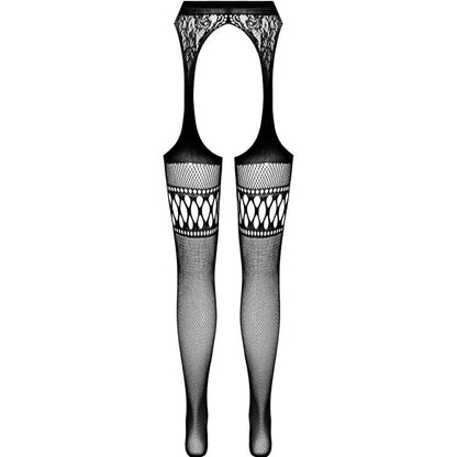 Passion S026 Black Tights With Garter One Size | Niks.fi verkkokauppa