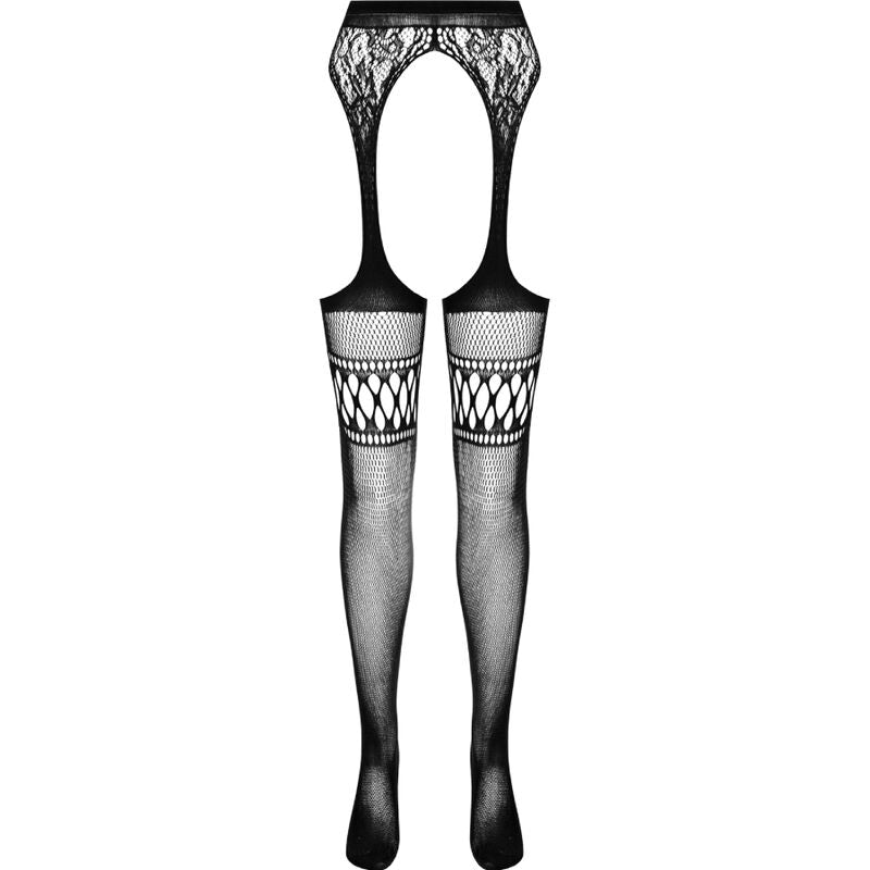 Passion S026 Black Tights With Garter One Size | Niks.fi verkkokauppa