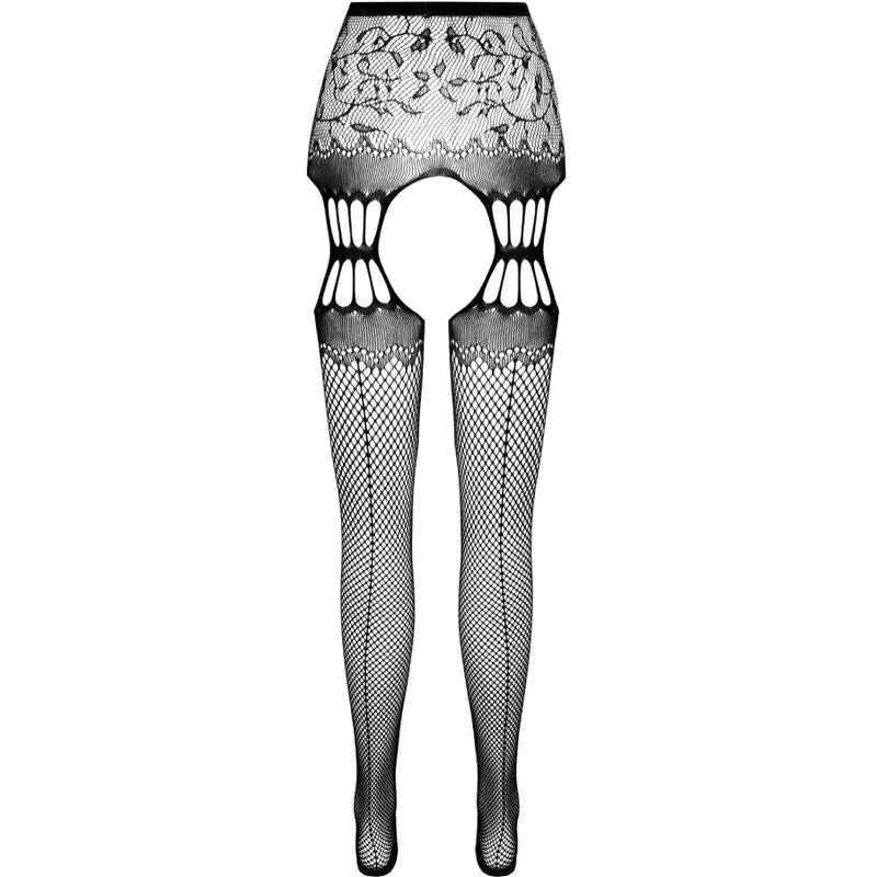 Passion S027 Black Tights With Garter One Size | Niks.fi verkkokauppa