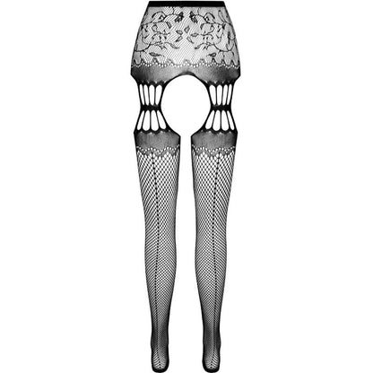 Passion S027 Black Tights With Garter One Size | Niks.fi verkkokauppa