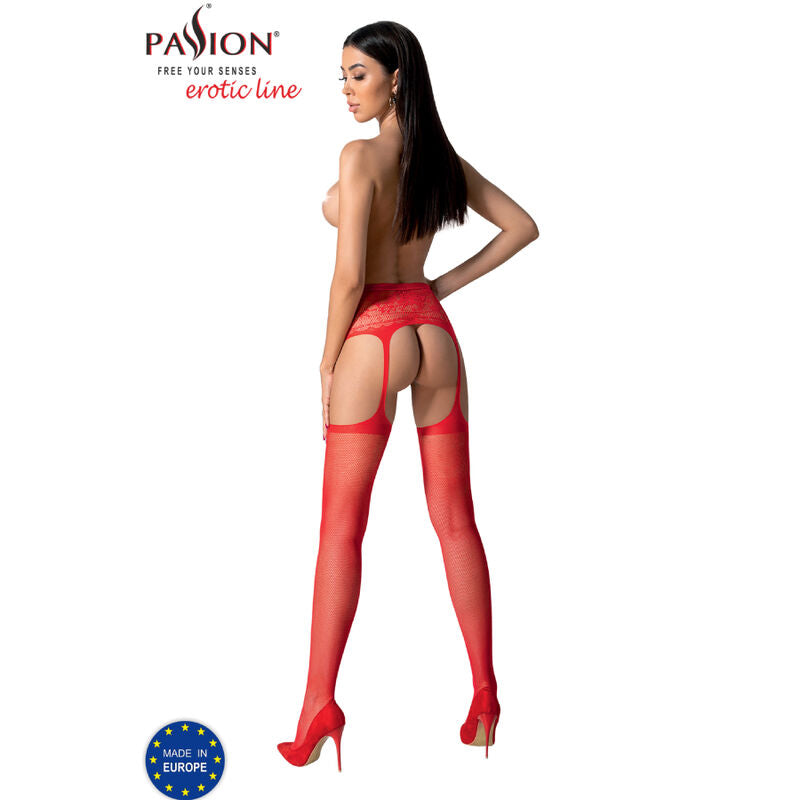 Passion S028 Red Stockings With Garter One Size | Niks.fi verkkokauppa