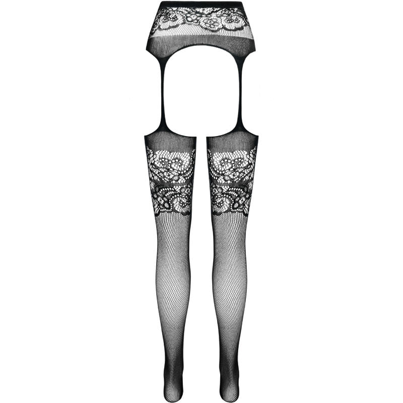 Passion S029 Black Tights With Garter One Size | Niks.fi verkkokauppa