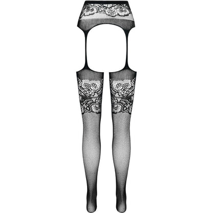 Passion S029 Black Tights With Garter One Size | Niks.fi verkkokauppa