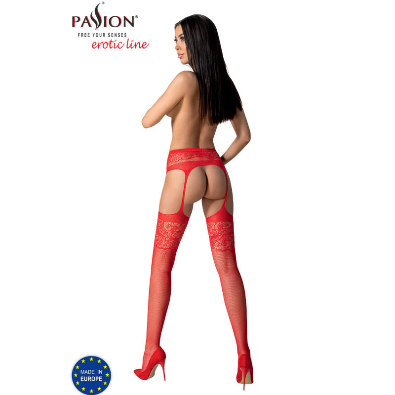 Passion S029 Red Stockings With Garter One Size | Niks.fi verkkokauppa