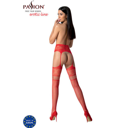 Passion S030 Red Stockings With Garter One Size | Niks.fi verkkokauppa