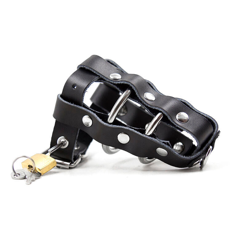 Ohmama Fetish Leather Sheath With Metal Rings And Padlock | Niks.fi verkkokauppa