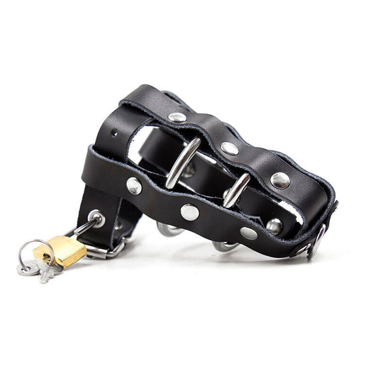 Ohmama Fetish Leather Sheath With Metal Rings And Padlock | Niks.fi verkkokauppa