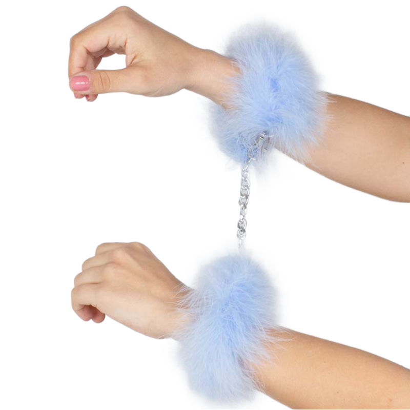 Secretplay Blue Light Marabou Handcuffs | Niks.fi verkkokauppa